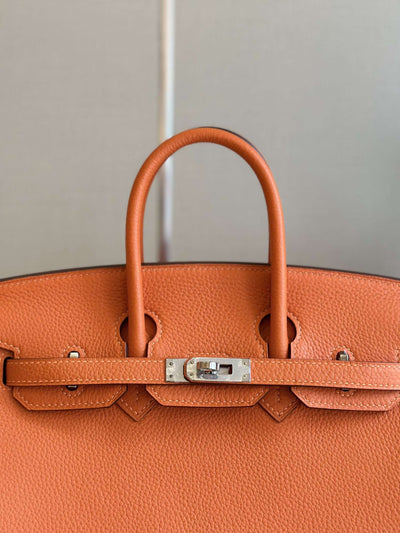 Herm*s birkin phw da togo with lock silver handbags orange 25cm - image 2