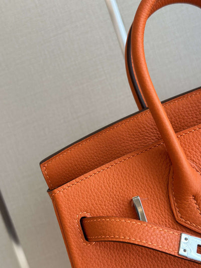 Herm*s birkin phw da togo with lock silver handbags orange 25cm - image 3