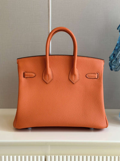 Herm*s birkin phw da togo with lock silver handbags orange 25cm - image 4