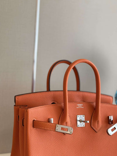 Herm*s birkin phw da togo with lock silver handbags orange 25cm - image 6
