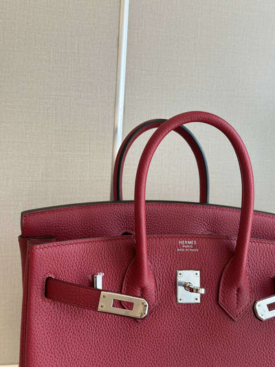 Herm*s birkin phw da togo handbags dark red 25cm - image 5