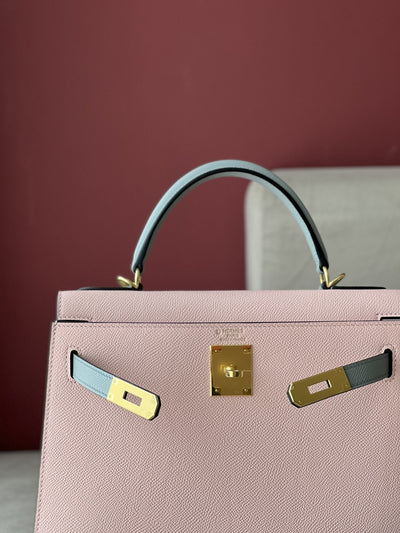 Herm*s kelly replica 1:1 mix grey pink handbags woman’s 28cm - image 4