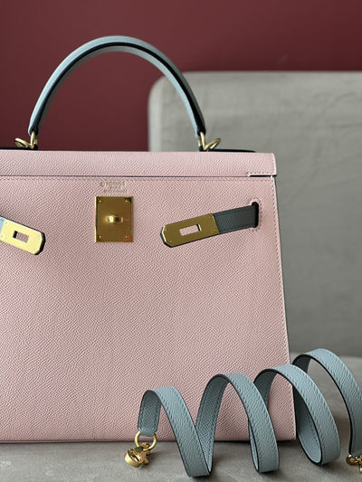 Herm*s kelly replica 1:1 mix grey pink handbags woman’s 28cm - image 5