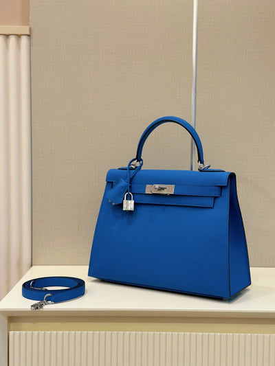 Herm*s kelly da epsom like auth blue handle lock pattern handbags 28cm - image 2