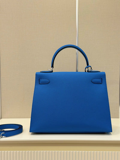 Herm*s kelly da epsom like auth blue handle lock pattern handbags 28cm - image 3