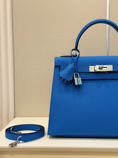 Herm*s kelly da epsom like auth blue handle lock pattern handbags 28cm - image 6