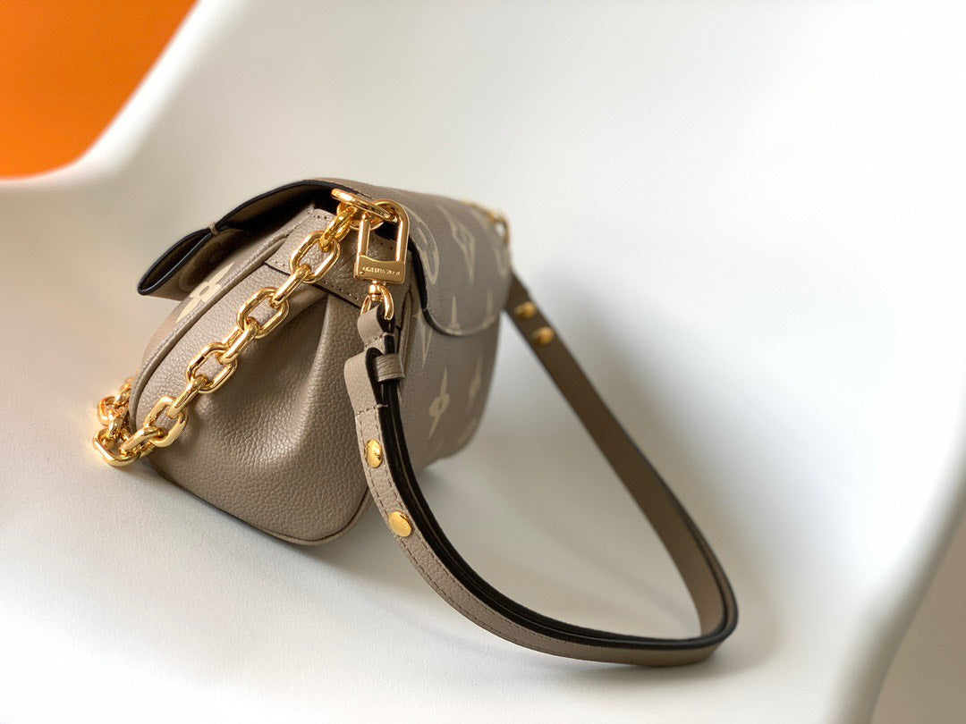 Lou*s Vuitt*n lv favorite brown like auth handbags lock gold 24x14cm - image 2