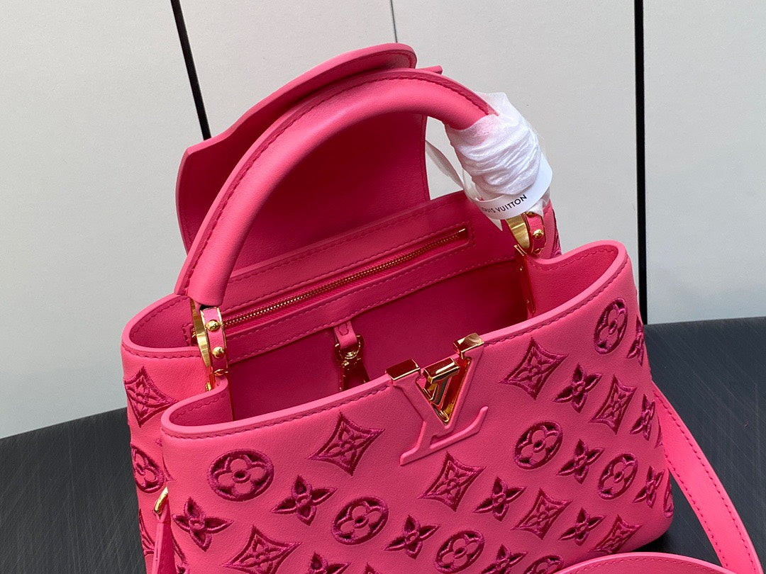 Lou*s Vuitt*n lv capucines bb handbags pink 27x18x9cm - image 4