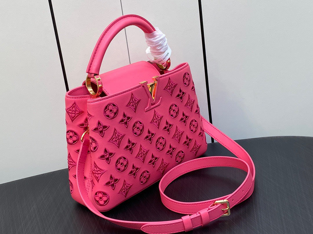Lou*s Vuitt*n lv capucines bb handbags pink 27x18x9cm - image 8
