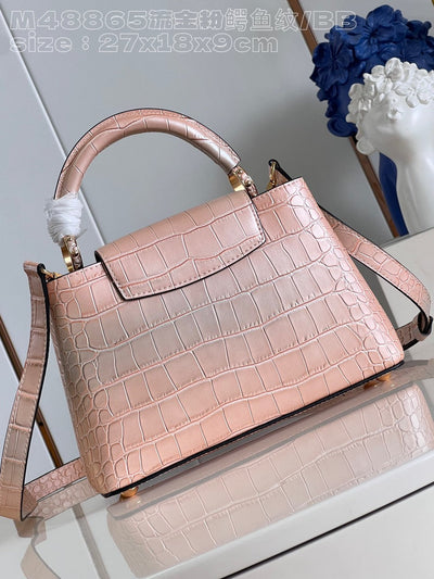 Lou*s Vuitt*n lv capucines bb like auth crocodile leather pink handbags 27cm - image 3