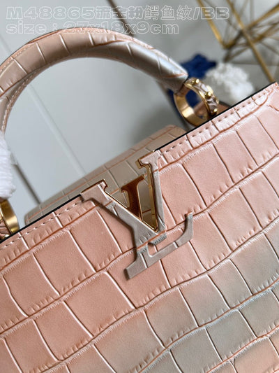 Lou*s Vuitt*n lv capucines bb like auth crocodile leather pink handbags 27cm - image 4