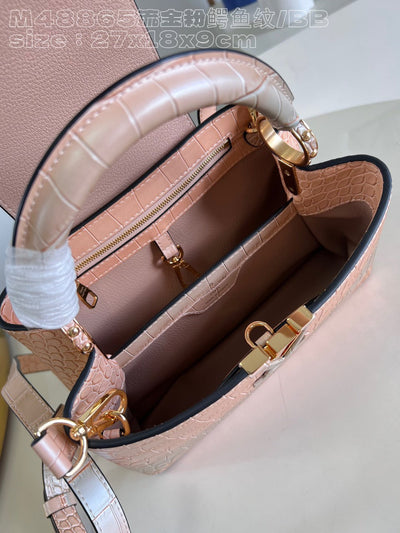 Lou*s Vuitt*n lv capucines bb like auth crocodile leather pink handbags 27cm - image 7