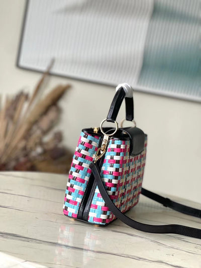 Lou*s Vuitt*n lv capucines plaid pattern handbags 27x18x9cm - image 7