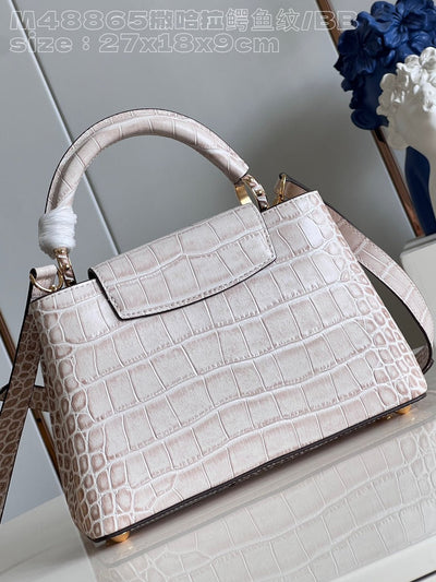 Lou*s Vuitt*n lv capucines crocodile leather handbag with gold buckle 31cm - image 4