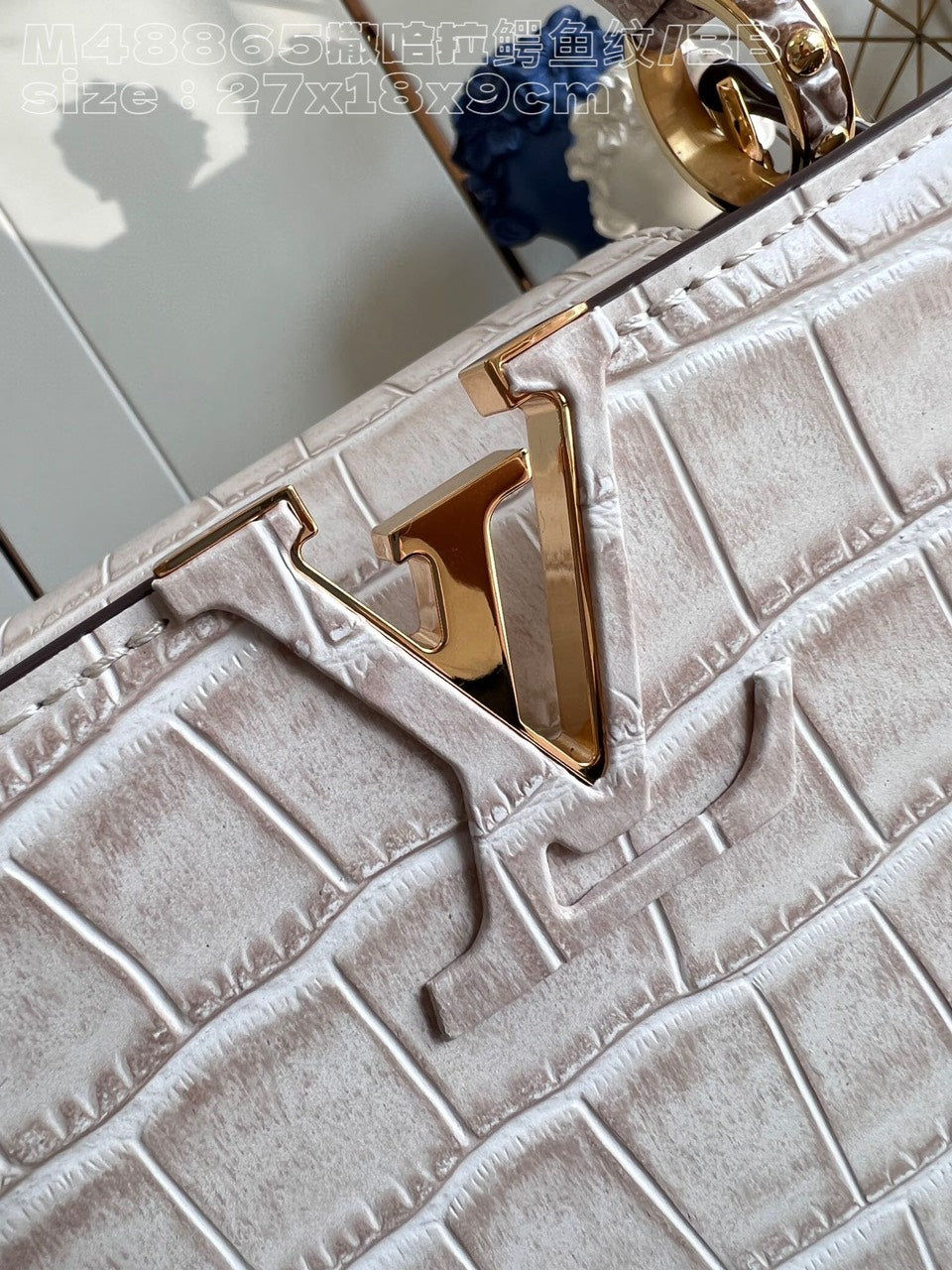 Lou*s Vuitt*n lv capucines crocodile leather handbag with gold buckle 31cm - image 5