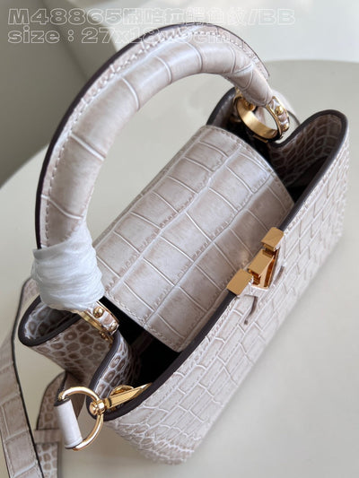 Lou*s Vuitt*n lv capucines crocodile leather handbag with gold buckle 31cm - image 6