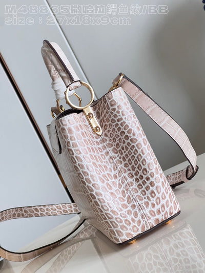 Lou*s Vuitt*n lv capucines crocodile leather handbag with gold buckle 31cm - image 10
