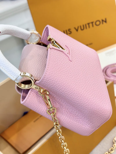 Lou*s Vuitt*n lv capucines like auth handbags pink lock gold 21cm - image 6