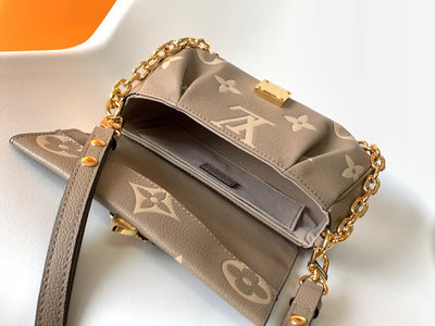 Lou*s Vuitt*n lv favorite brown like auth handbags lock gold 24x14cm - image 3