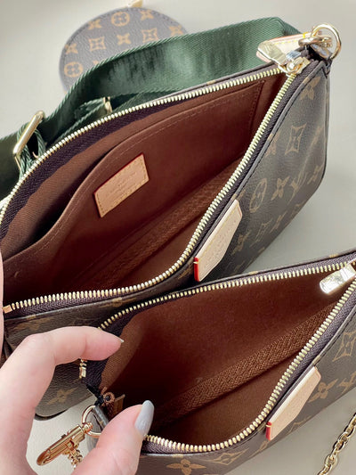 Lou*s Vuitt*n lv multi pochette handle fabric green handbags monogram 24x16x6cm - image 6