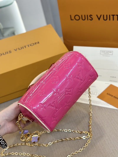 Lou*s Vuitt*n lv nano speedy pink shiny leather handbags 16x10x7,5cm - image 3
