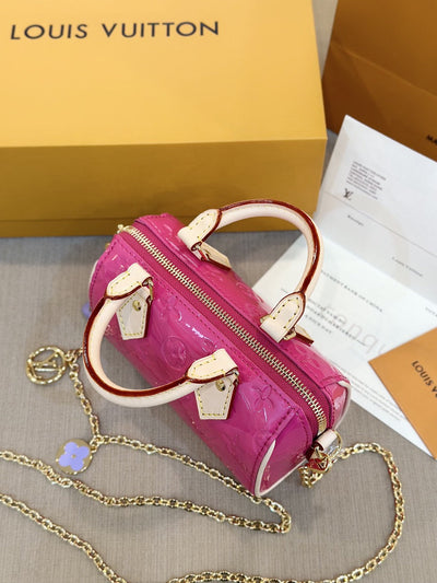 Lou*s Vuitt*n lv nano speedy pink shiny leather handbags 16x10x7,5cm - image 4
