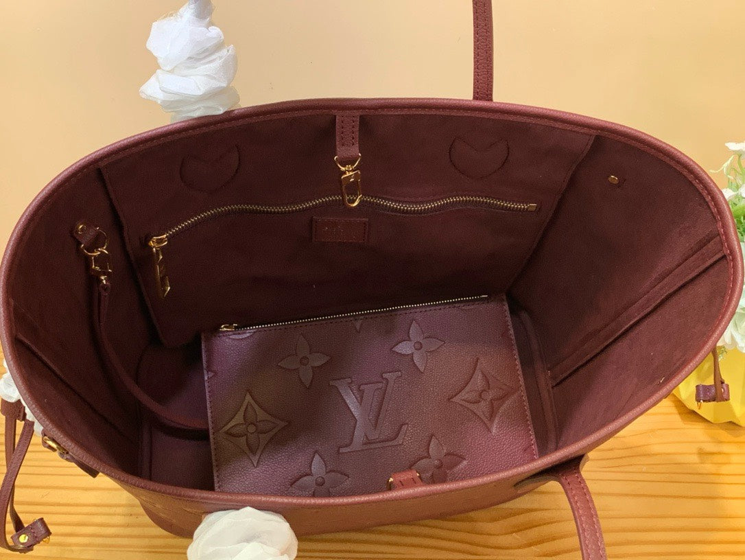 Lou*s Vuitt*n lv never full plum red handbags 32x29x17cm - image 3