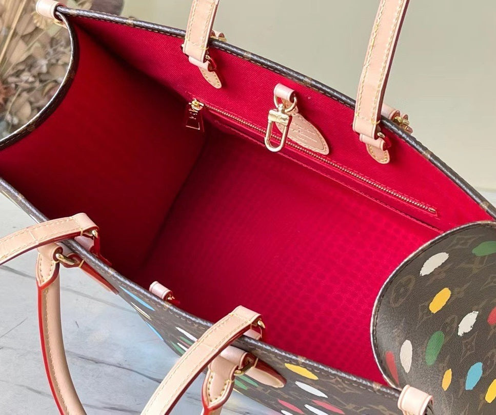 Lou*s Vuitt*n lv onthego polka dot pattern handbags 35x28cm - image 7