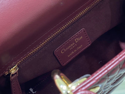 Di*r lady abc high-end women’s handbag, dark red, soft leather 20cm - image 2