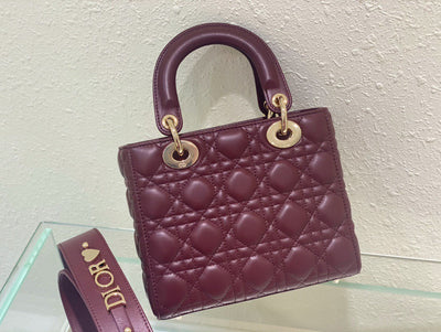 Di*r lady abc high-end women’s handbag, dark red, soft leather 20cm - image 3