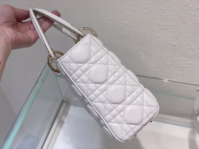 Di*r lady abc high-end women’s handbag white soft leather 20cm - image 4