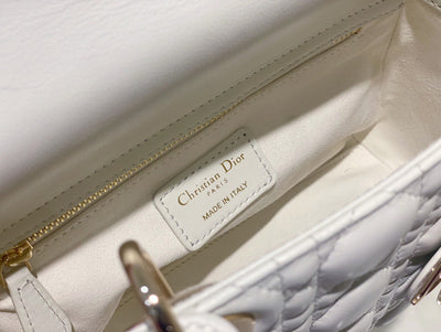 Di*r lady abc high-end women’s handbag white soft leather 20cm - image 6