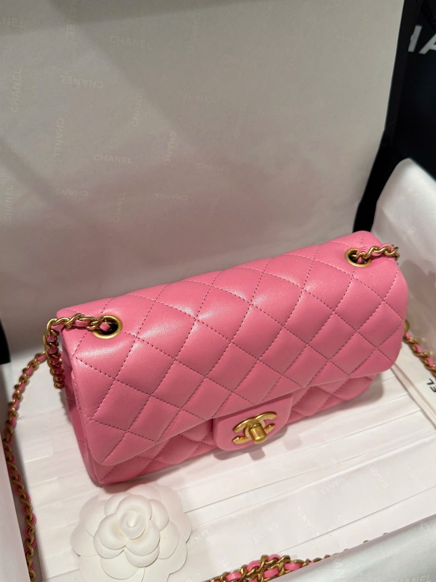 Chan*l classic bell bag like auth handbags bink lock gold smooth leather 20cm - image 3