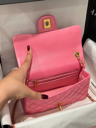 Chan*l classic bell bag like auth handbags bink lock gold smooth leather 20cm - image 6