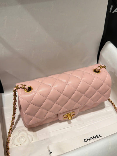 Chan*l classic bell bag handbags woman’s like auth pink sheepskin 20cm - image 2