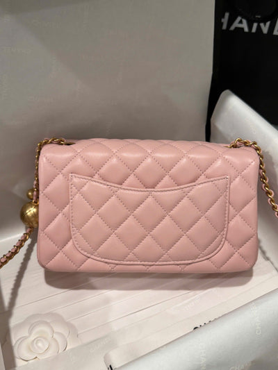 Chan*l classic bell bag handbags woman’s like auth pink sheepskin 20cm - image 4