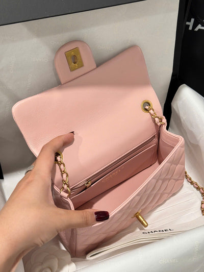 Chan*l classic bell bag handbags woman’s like auth pink sheepskin 20cm - image 6