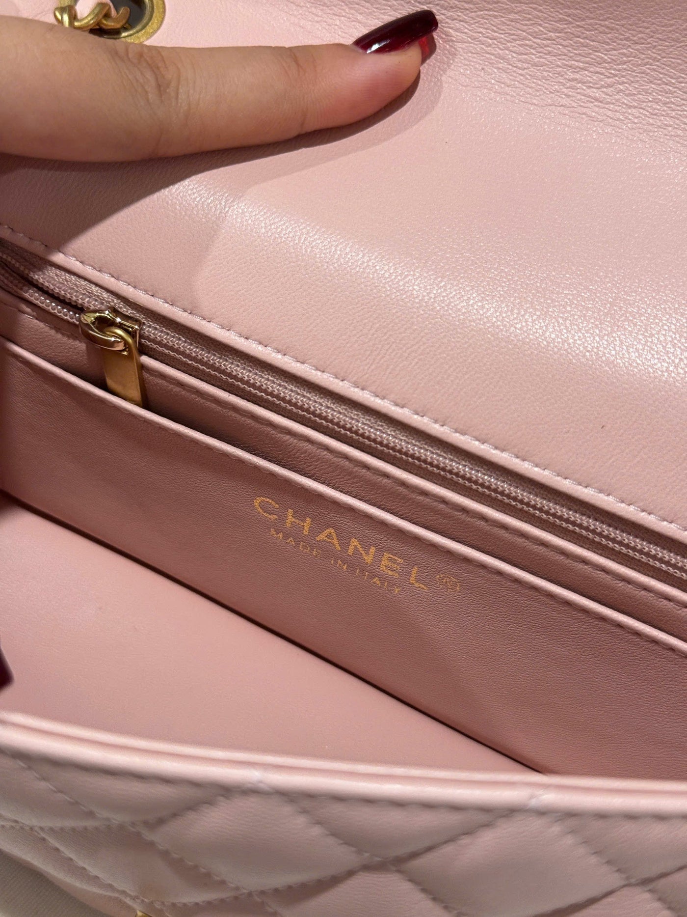 Chan*l classic bell bag handbags woman’s like auth pink sheepskin 20cm - image 7