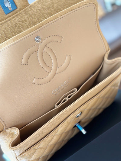 Chan*l classic like auth handbags beige leather with lizard skin 23cm - image 2