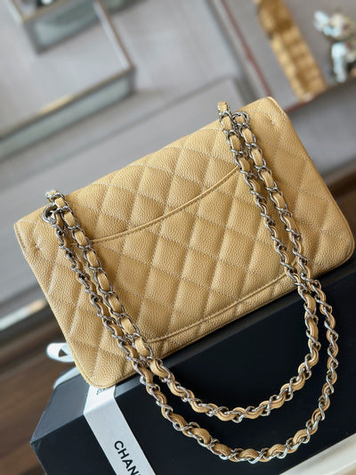 Chan*l classic like auth handbags beige leather with lizard skin 23cm - image 3