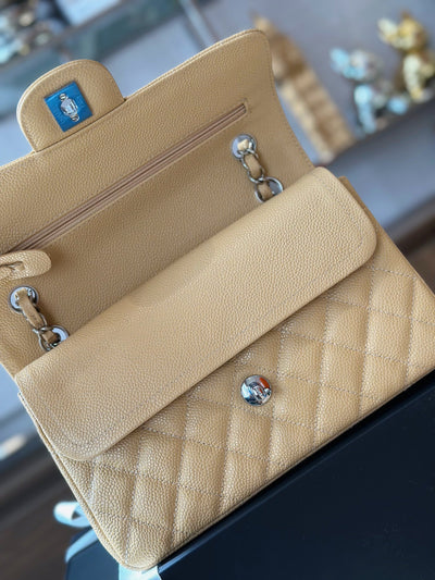 Chan*l classic like auth handbags beige leather with lizard skin 23cm - image 5