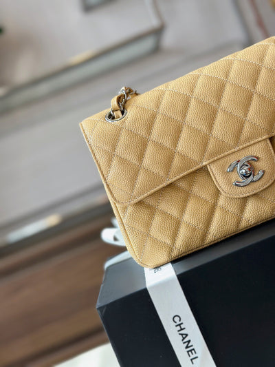 Chan*l classic like auth handbags beige leather with lizard skin 23cm - image 6