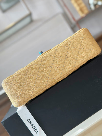 Chan*l classic like auth handbags beige leather with lizard skin 23cm - image 7