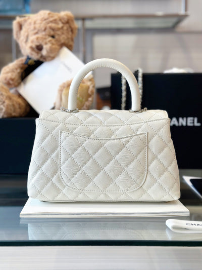 Chan*l coco handbags leather white with silver lock woman’s 23cm - image 2