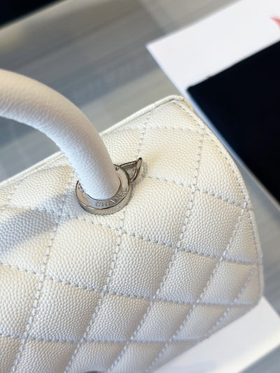 Chan*l coco handbags leather white with silver lock woman’s 23cm - image 3