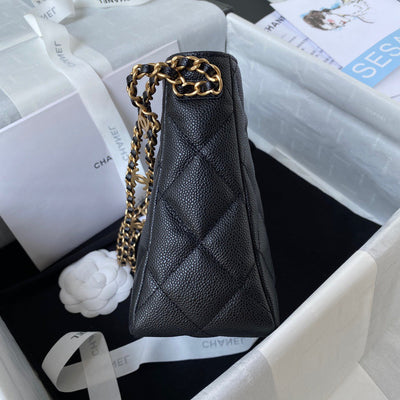 Chan*l hobo like auth handbags pebbled leather with lock gold 19x16cm - image 3