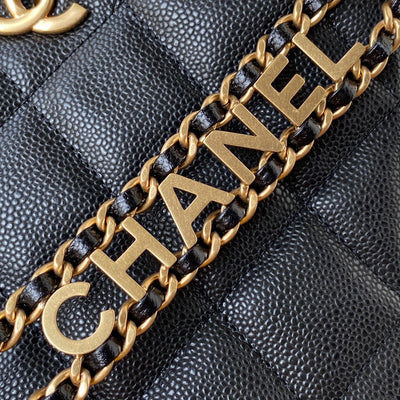 Chan*l hobo like auth handbags pebbled leather with lock gold 19x16cm - image 5