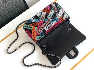Chan*l mini pastel rainbow sequin like auth handbag 20x14x7cm - image 4