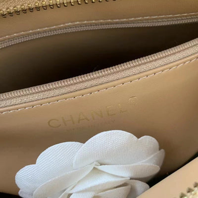 Chan*l vintage classic like auth handbags lock gold nude 30x21x8cm - image 6