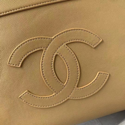 Chan*l vintage classic like auth handbags lock gold nude 30x21x8cm - image 7